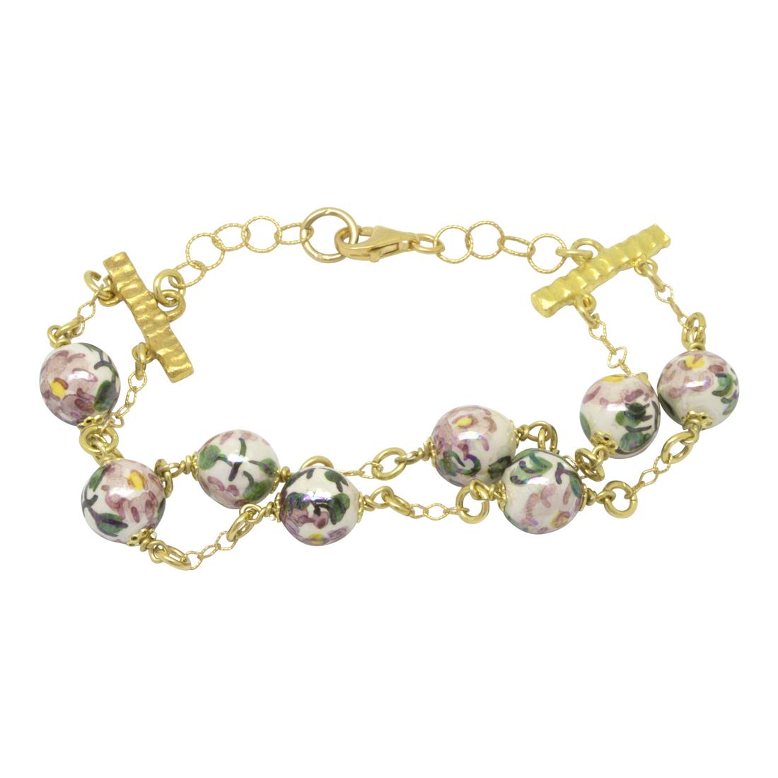  Silver bracelet and 8 ceramic beads, size 22cm - LE PERLE DI CALTAGIRONE