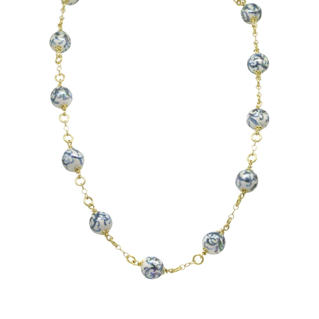 Collar en plata y perlas de cer&aacute;mica, longitud 74cm - LE PERLE DI CALTAGIRONE