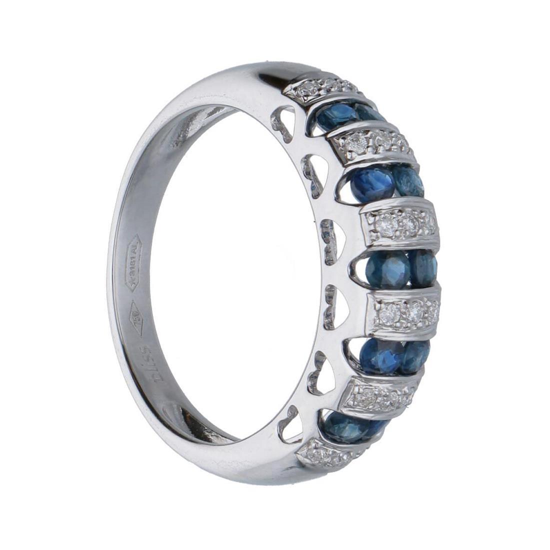Anello in oro bianco con diamanti e zaffiri - BLISS