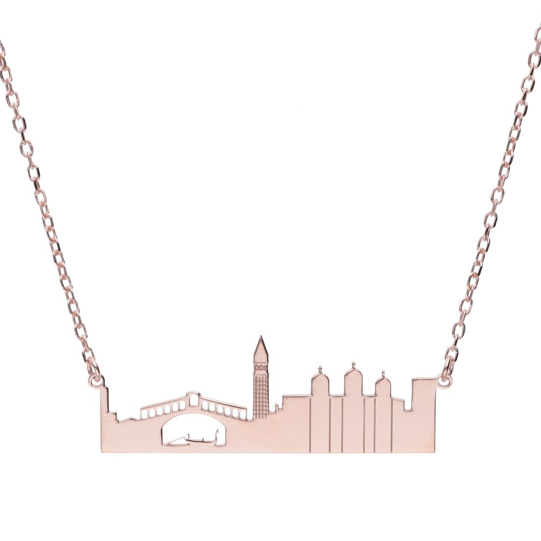 Collar de plata rosa de Venecia - ORO&CO 925