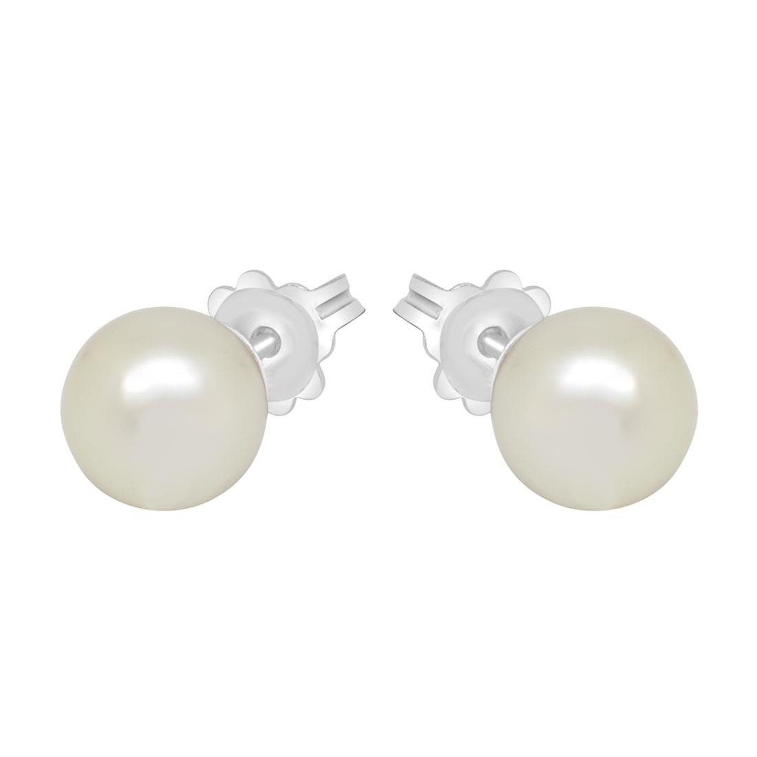 Orecchini In Oro Bianco Con Perle D'Acqua Dolce Qualità AAA+ - Gioielli Donna PEARLS & COLORS Con Sistema SECURIT