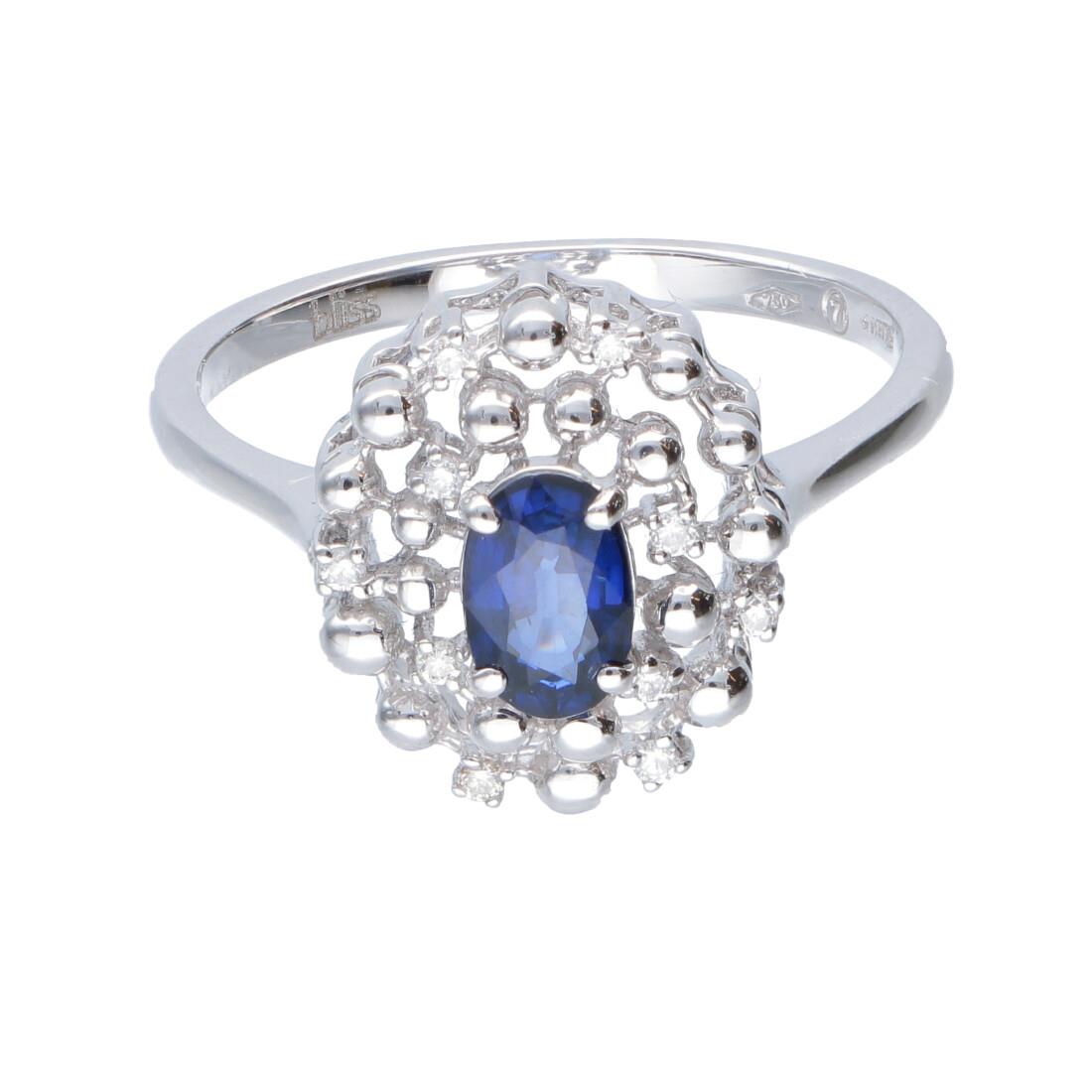 Anello in oro con diamanti ct. 0,05 e zaffiro ct. 0,65 - BLISS