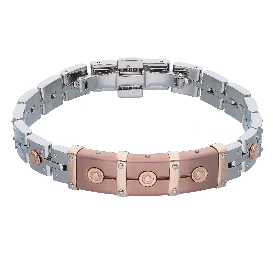 Bracciale uomo in acciaio e oro rosa - BARAKA