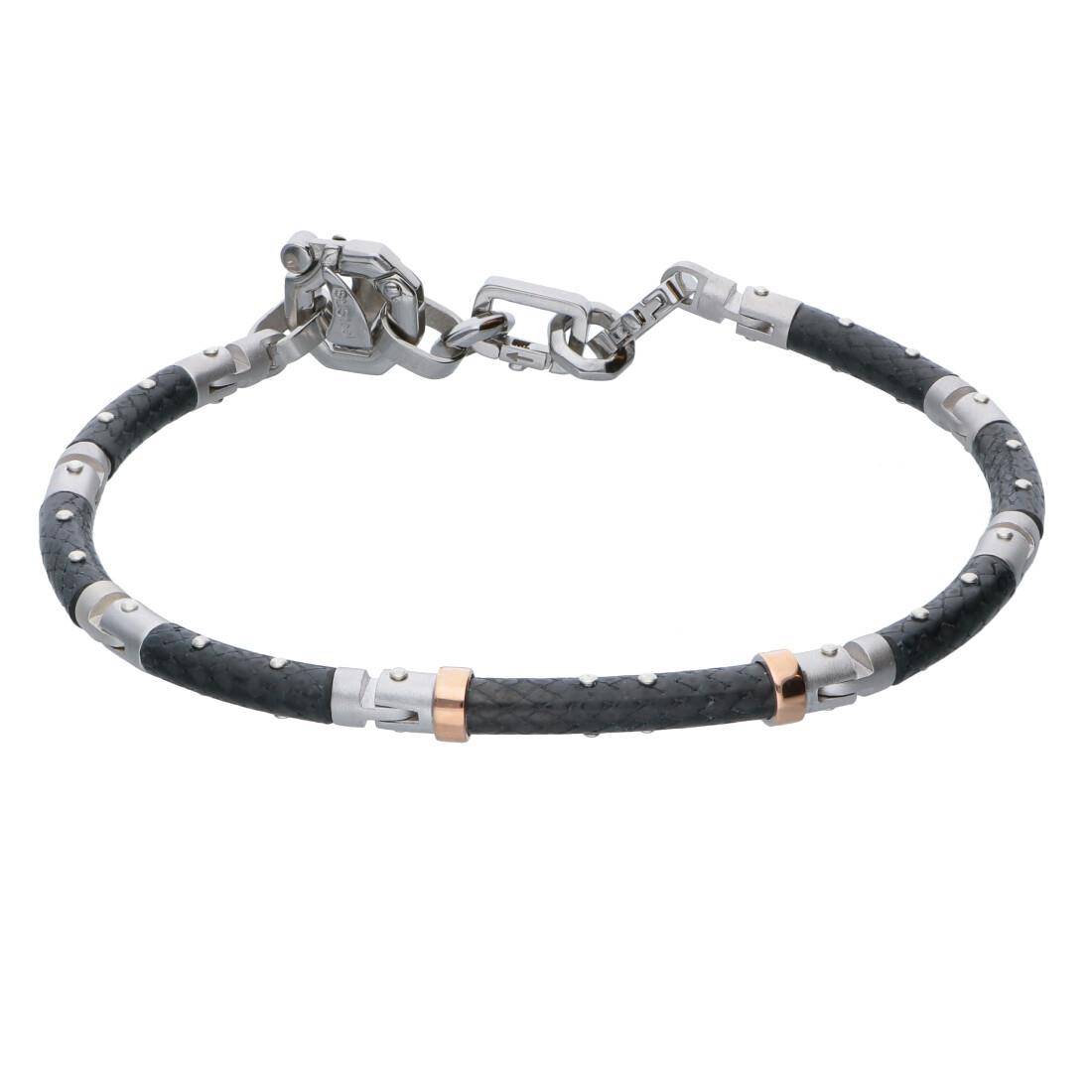 Pulsera hombre oro rosa y blanco - BARAKA' - LuxuryZone