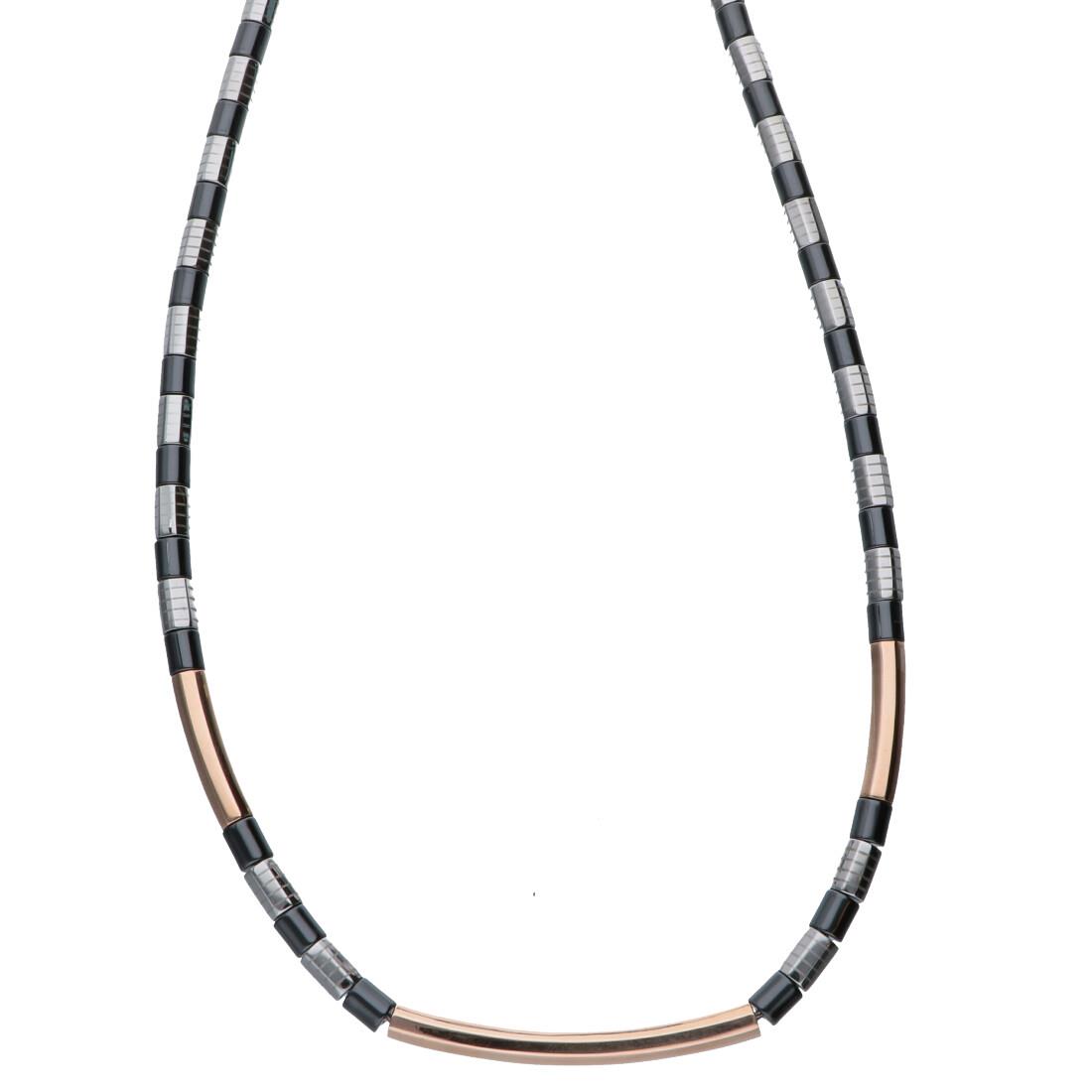 Collana uomo in oro rosa e ceramica nera - BARAKA