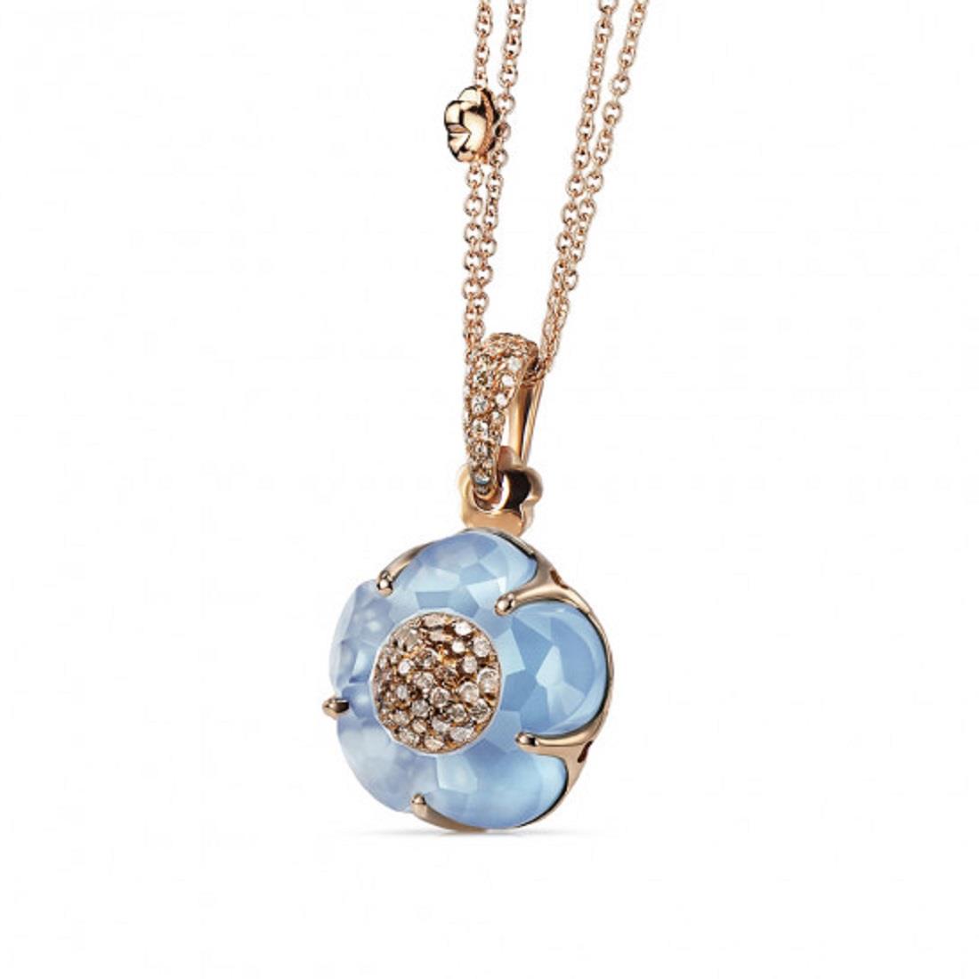 Bon Ton necklace with blue topaz and diamonds - PASQUALE BRUNI