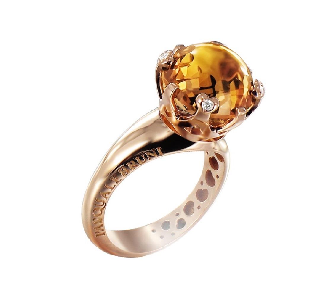 Ring with diamonds and yellow quartz - PASQUALE BRUNI