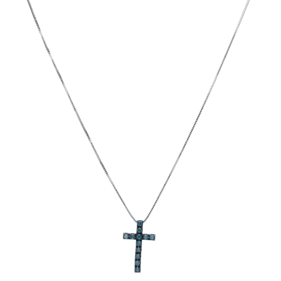Collar cruz con diamantes azules - ALFIERI & ST. JOHN