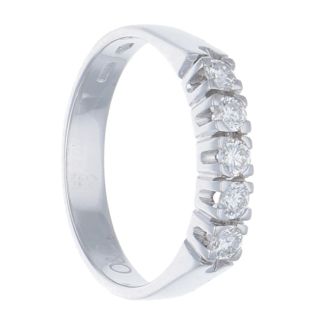 Anello veretta 5 pietre con diamanti ct 0,28 - ORO&CO