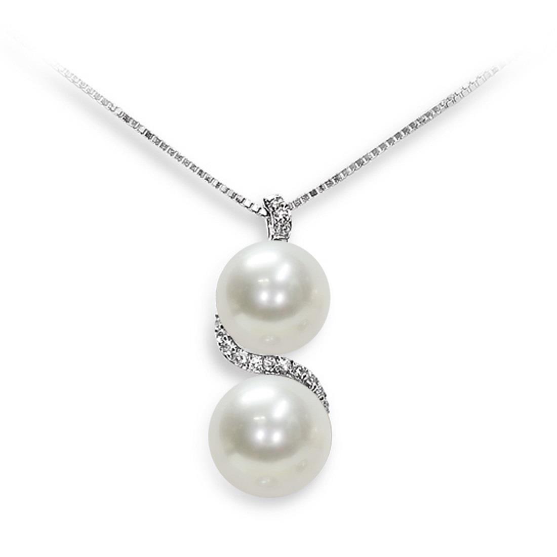 Collana con pendente in perle e diamanti - MAYUMI