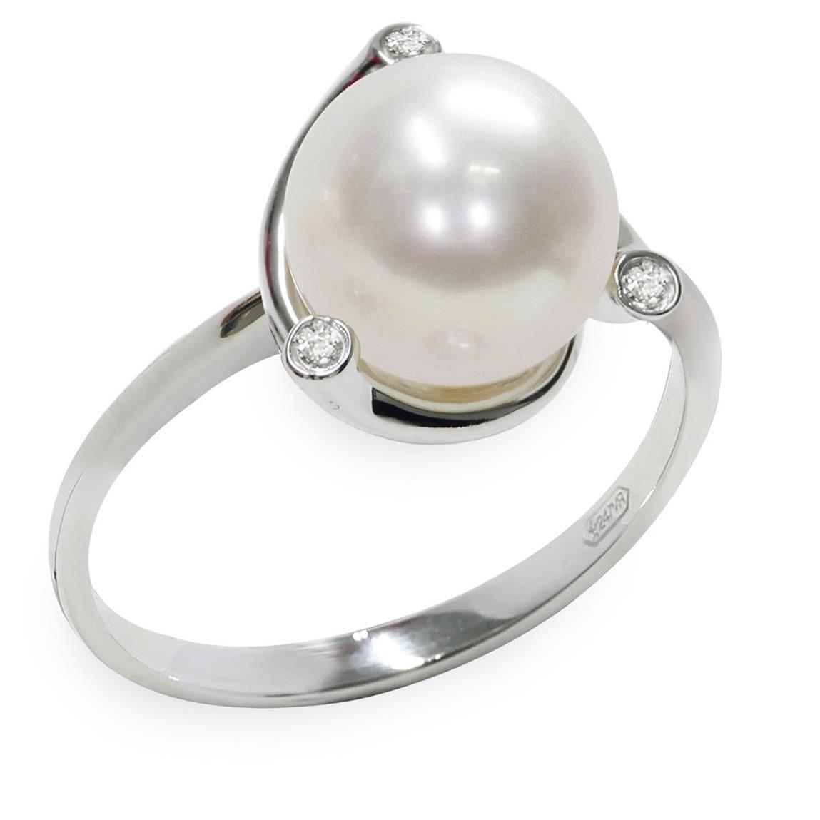 Ring with diamonds and Akoya pearl - MAYUMI
