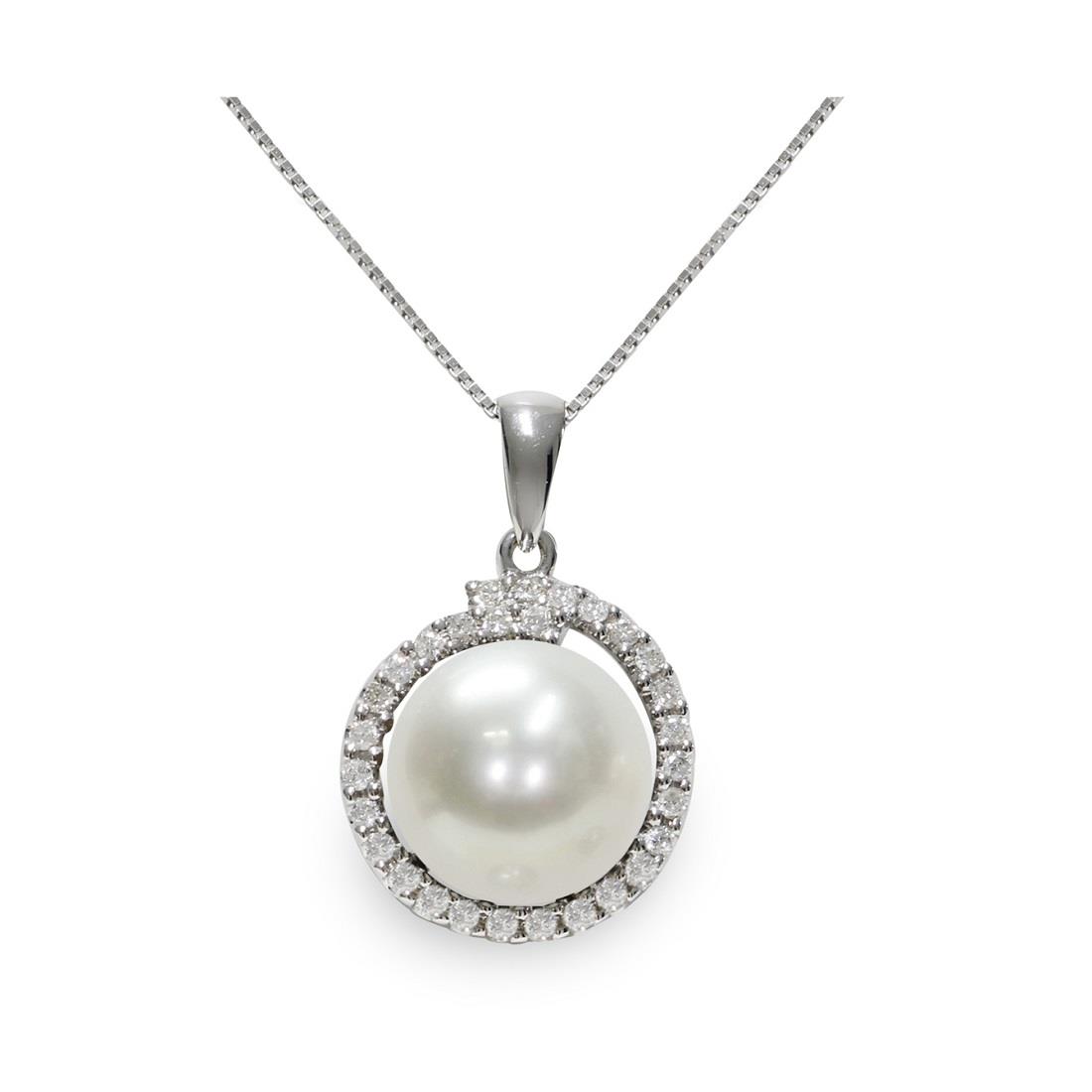 Collana con pendente in perla e diamanti - MAYUMI