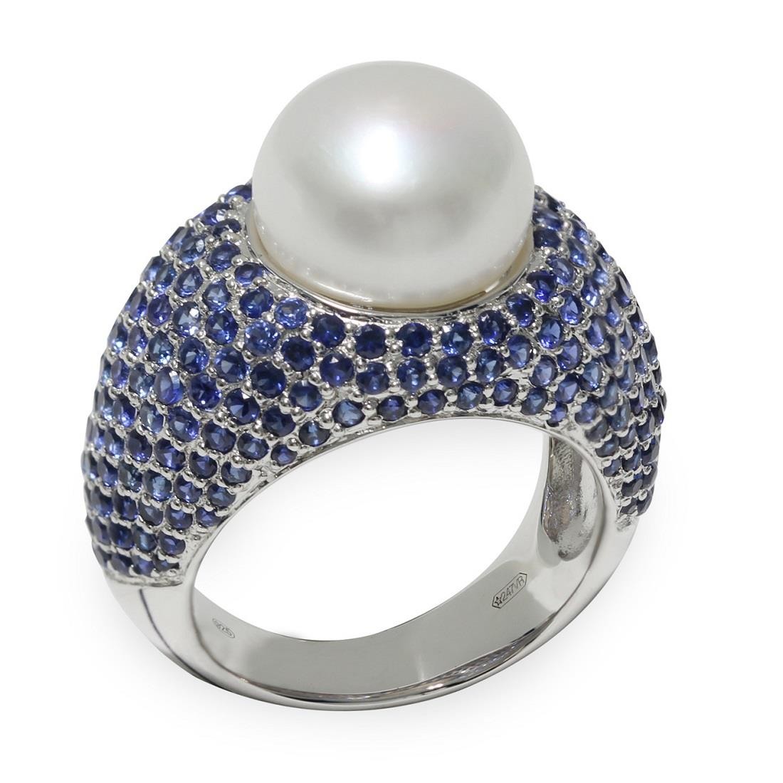 Ring with pearl and sapphires - MAYUMI