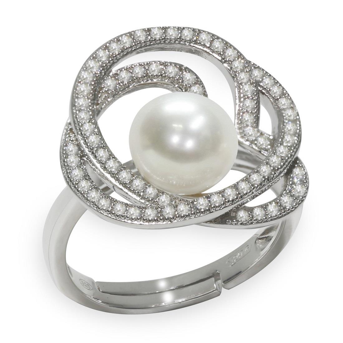 Anello con perla e zirconi - MAYUMI