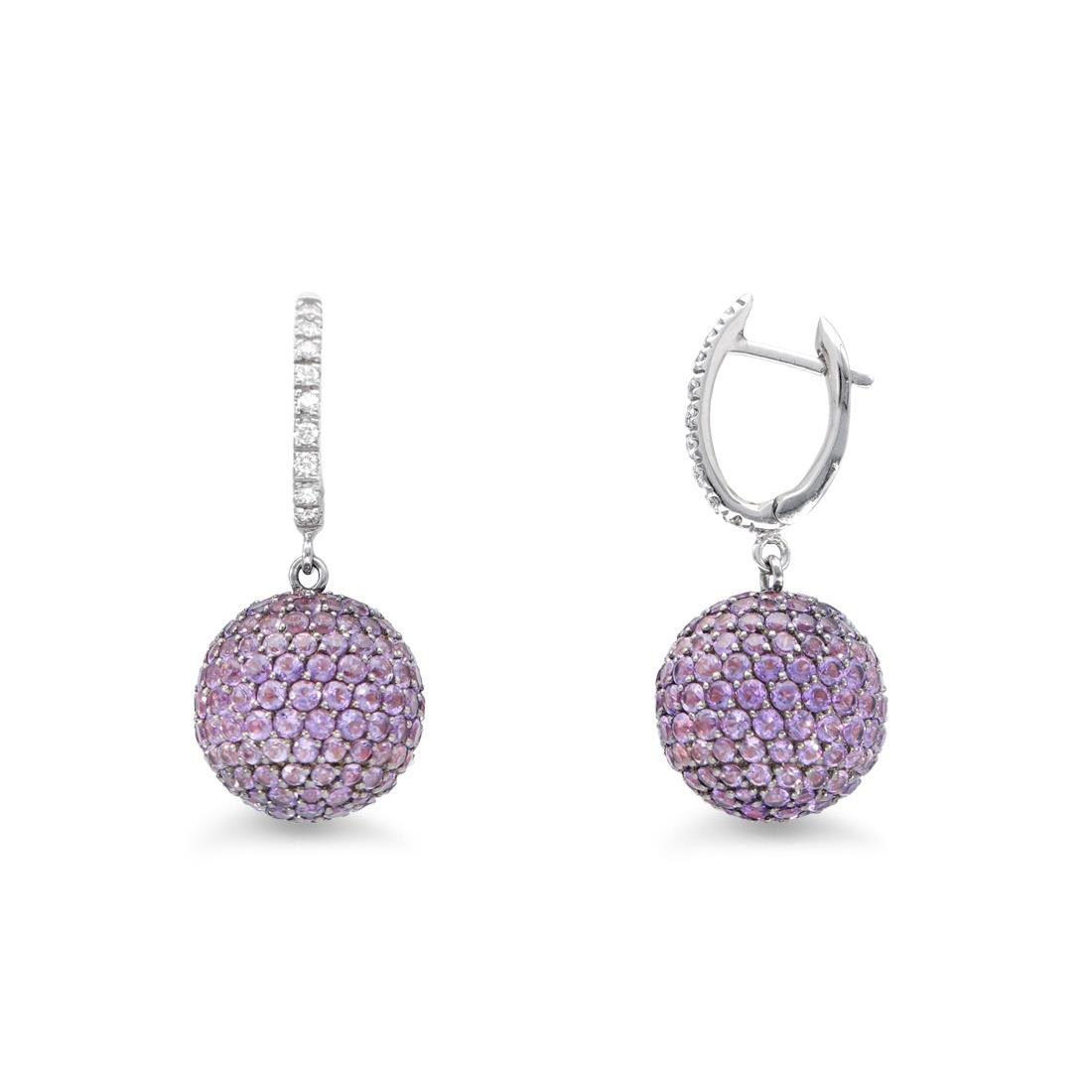 Pendientes de oro blanco con amatista y diamantes - ROBERTO DEMEGLIO