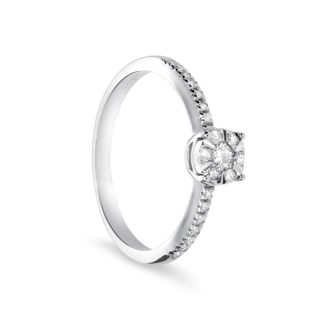 Solitaire ring in gold with ct. 0,19 diamonds - ORO&CO