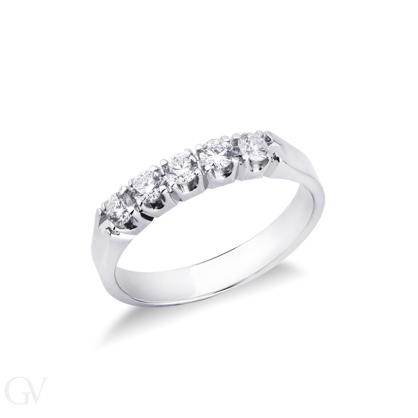 5-stone ring in white gold with diamonds - ORO&CO