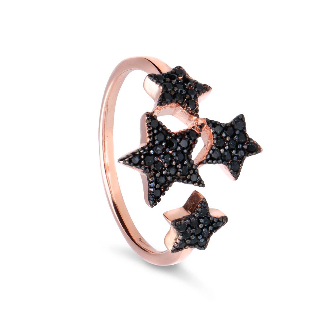 Ring with stars in rose gold silver  - ORO&CO 925
