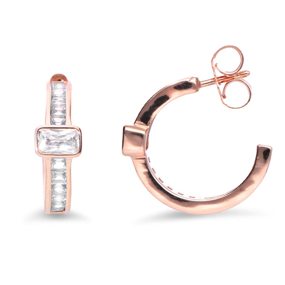 Hoop silver earrings with cubic zirconia - ORO&CO 925