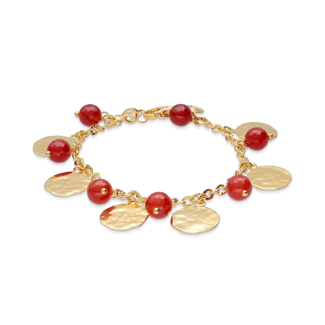Pulsera r&iacute;gida con perlas rojas - ETRUSCA