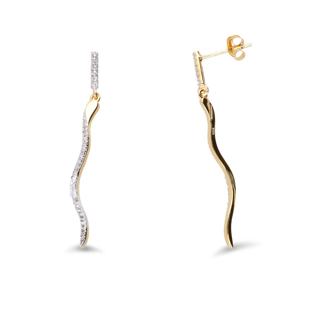 Drop earrings in gilded silver with zircons - ORO&CO 925