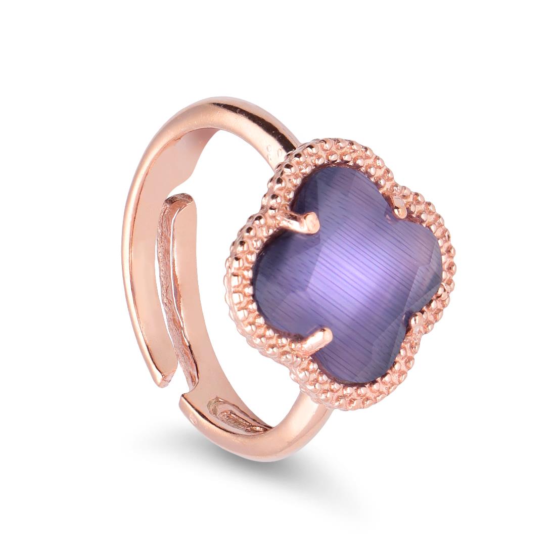 Anello in argento rosato con fiore  - ORO&CO 925