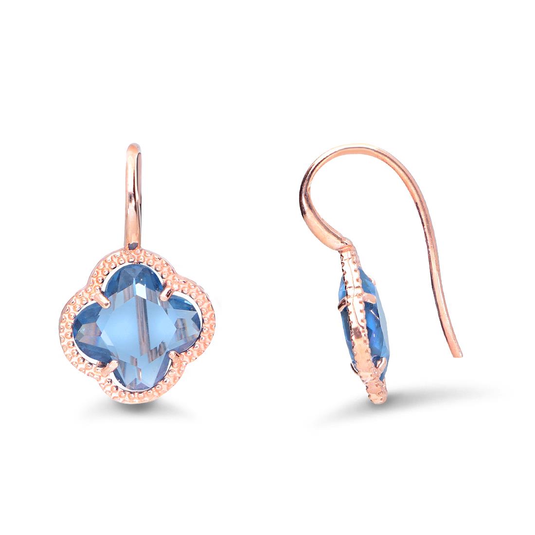 Orecchini in argento rosato con fiore  - ORO&CO 925