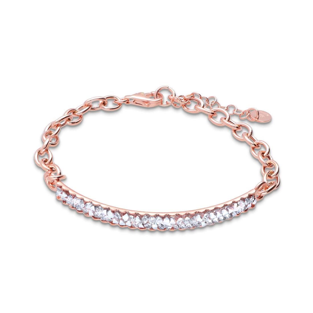 Bracciale in argento rosato con pietre bianche - ORO&CO 925