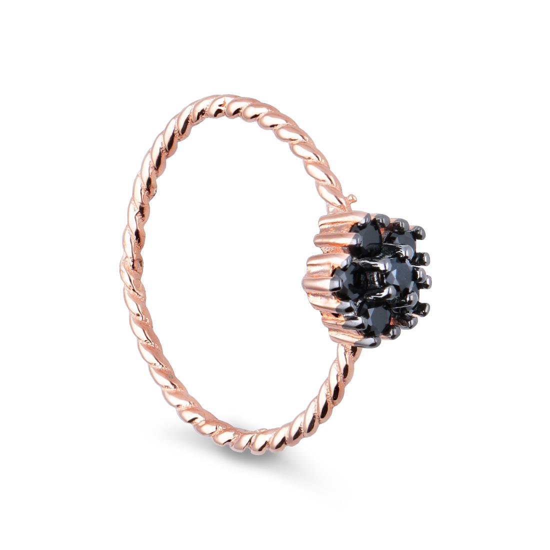 Anillo en oro rosa plateado con flor - ORO&CO 925