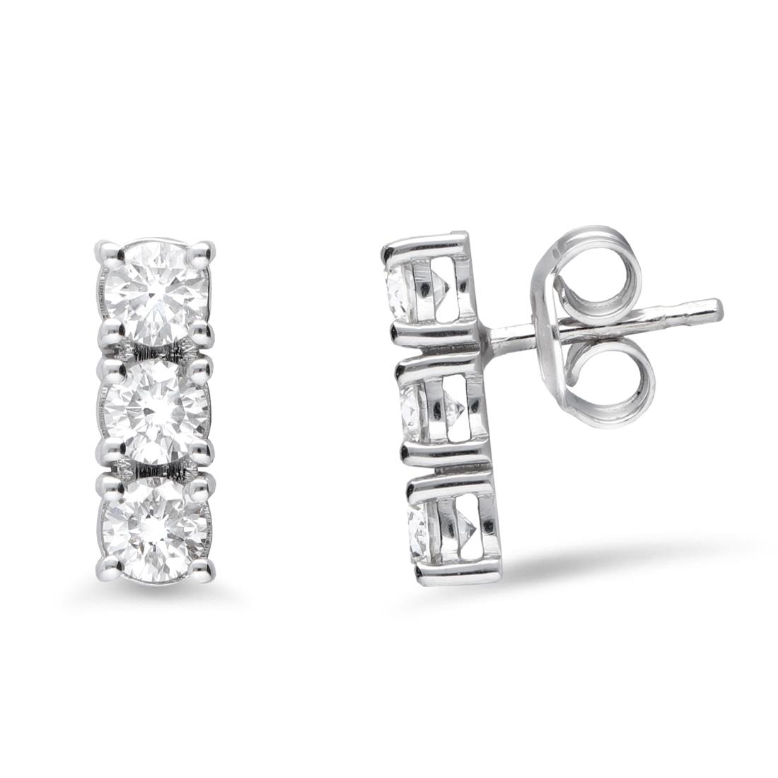 White gold trilogy earrings with diamonds ct. 1,19 - ALFIERI & ST. JOHN