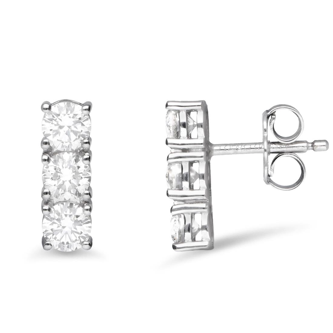 White gold trilogy earrings with diamonds ct. 1,4 - ALFIERI & ST. JOHN