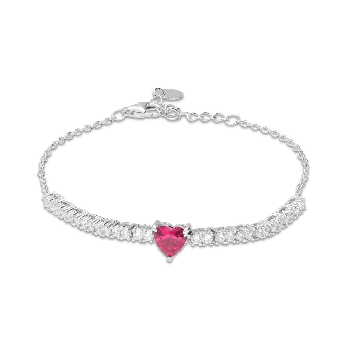 Silver bracelet with red heart - ORO&CO 925