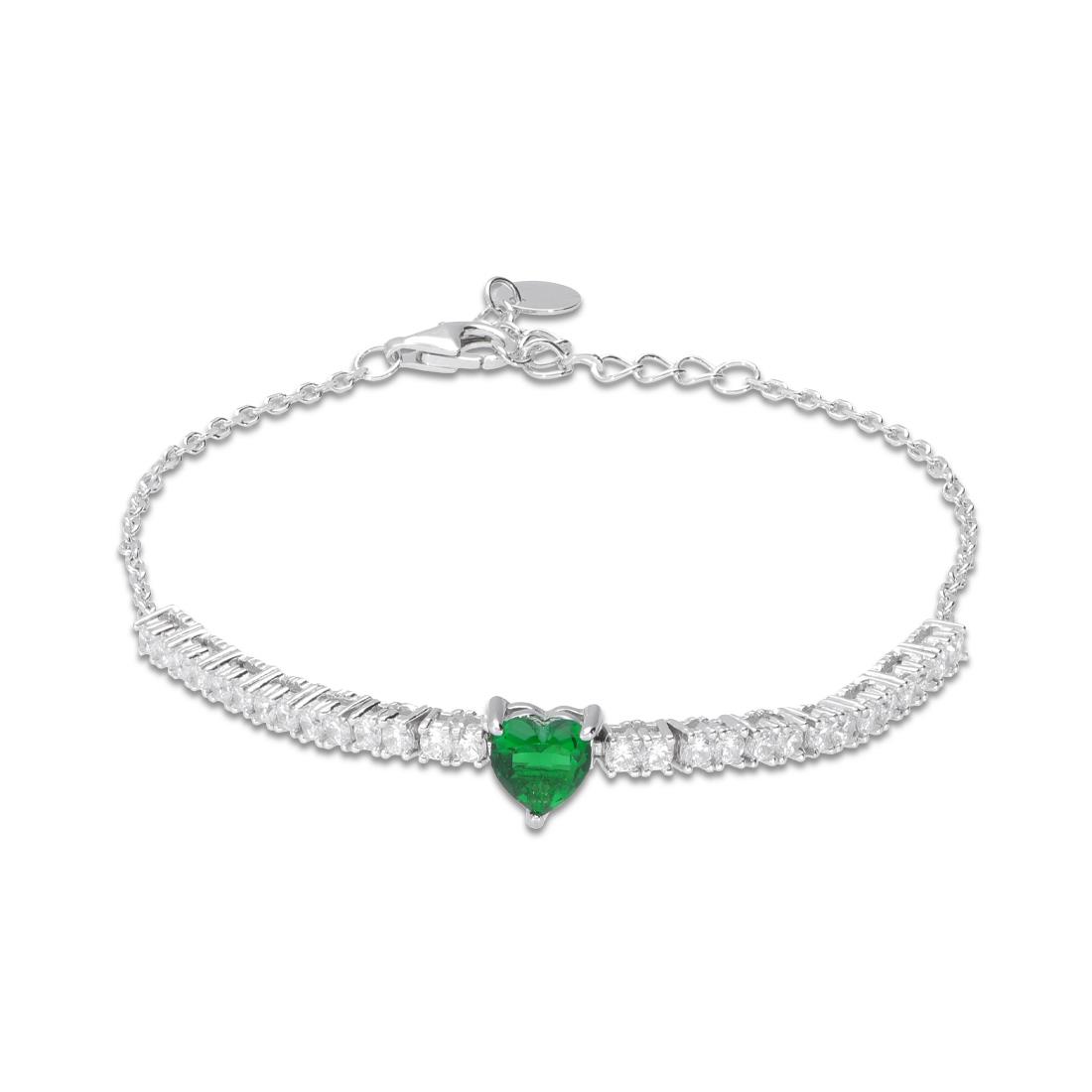 Bracciale in argento con cuore verde - ORO&CO 925