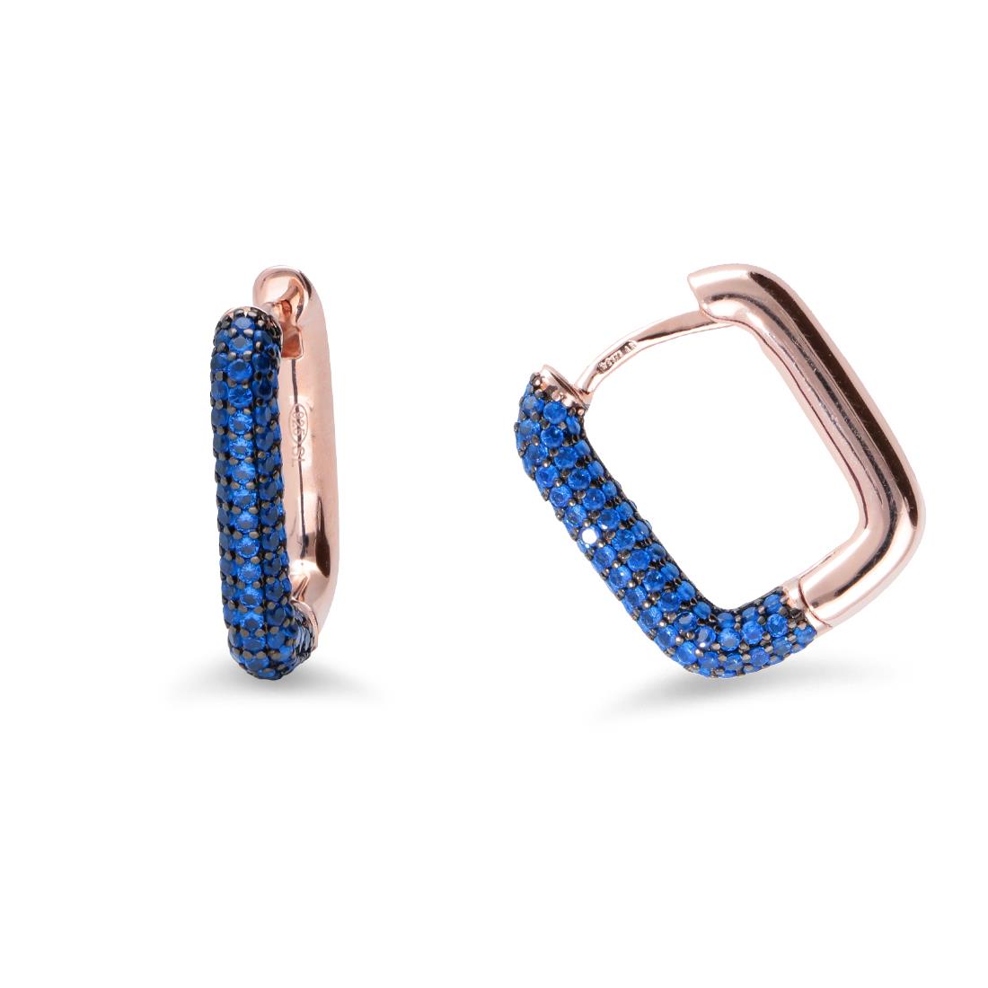 Orecchini rettangolari in argento e zirconi blu - ORO&CO 925