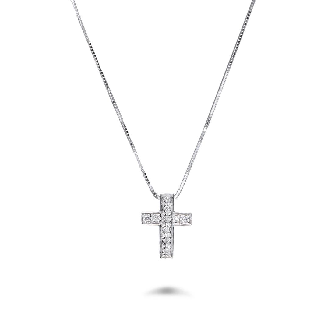 Gold cross necklace with diamonds ct. 0,08 - ORO&CO
