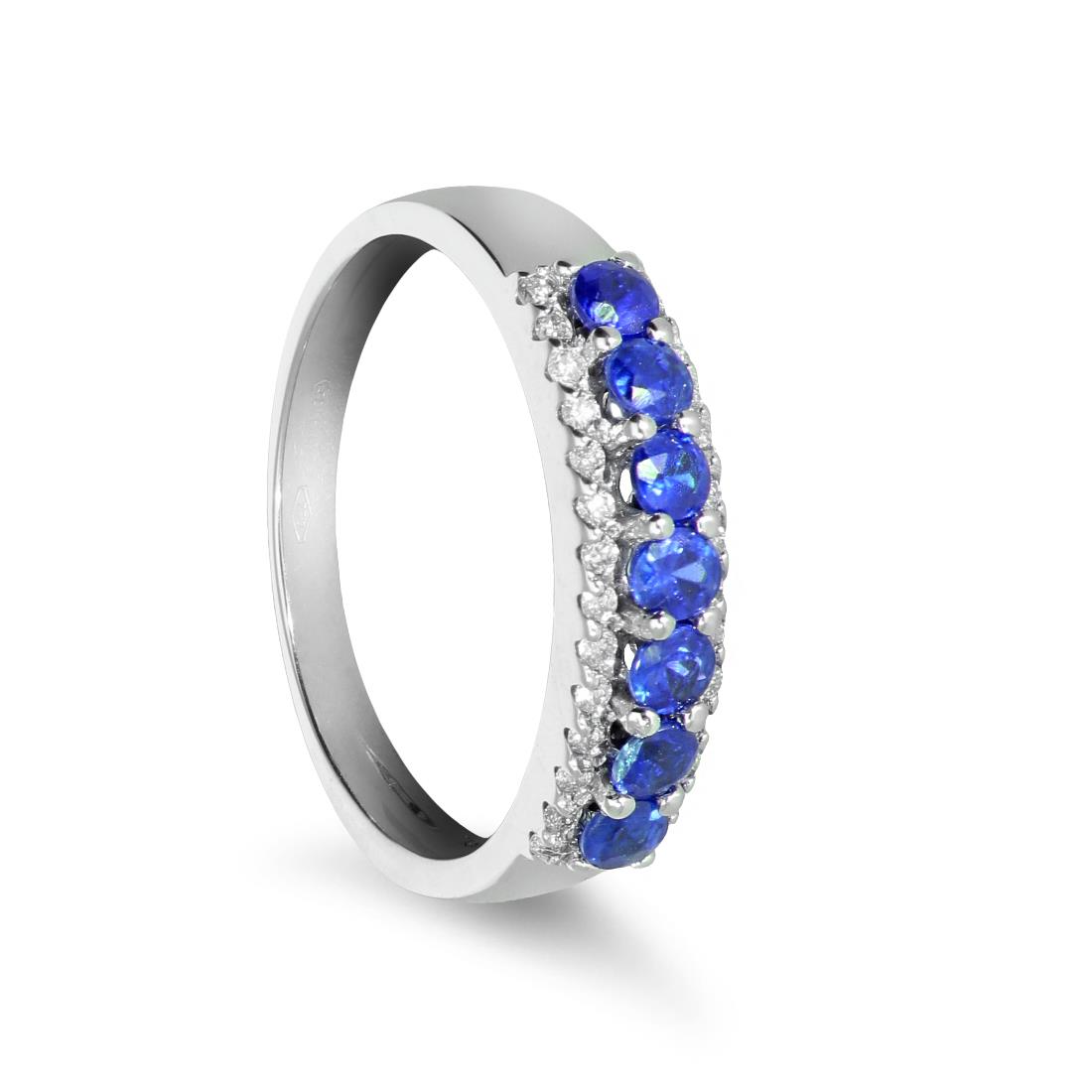 Gold ring with diamonds ct. 0,14 and sapphire ct. 0,63 - ORO&CO