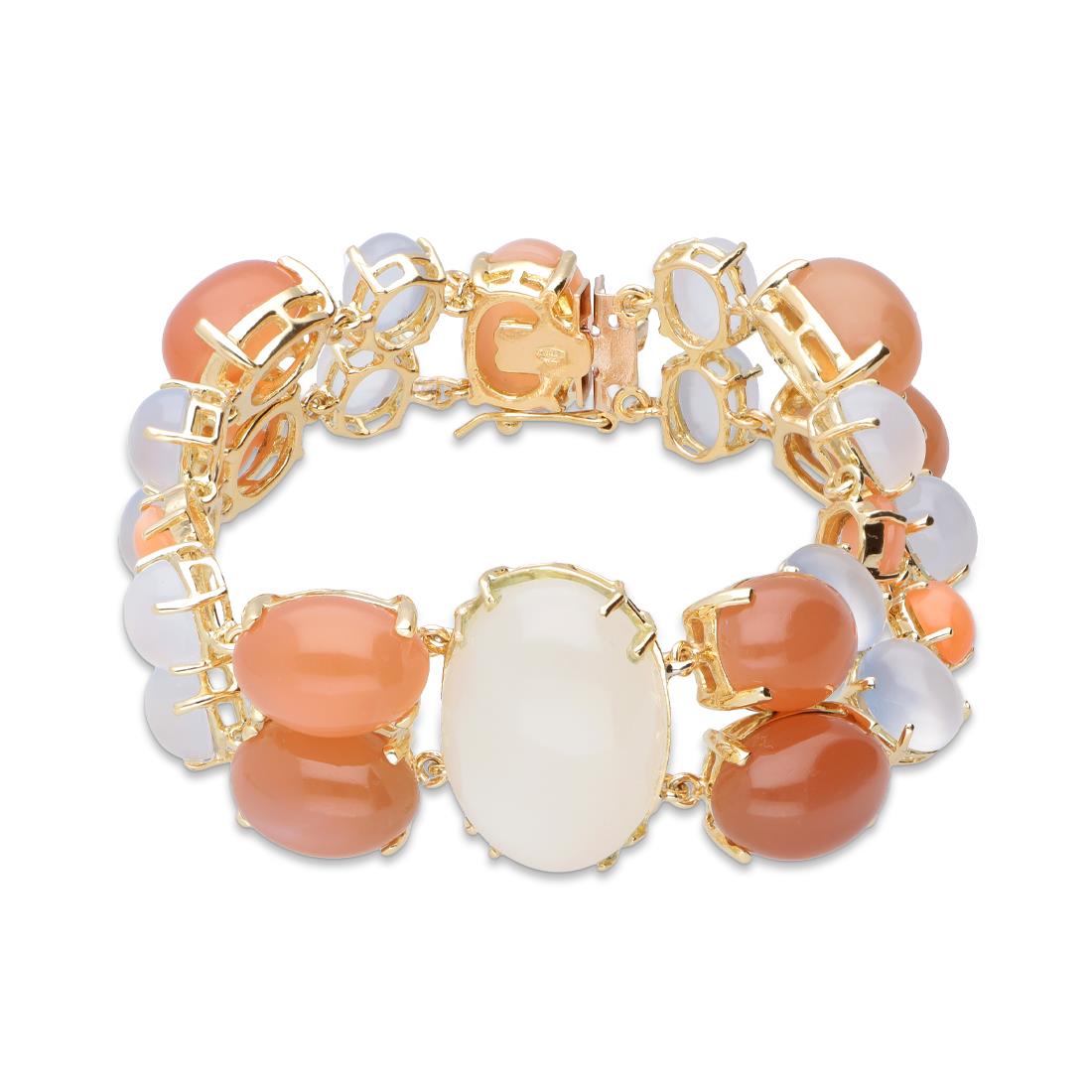 White bracelet with moon stone and chalcedony - STANOPPI