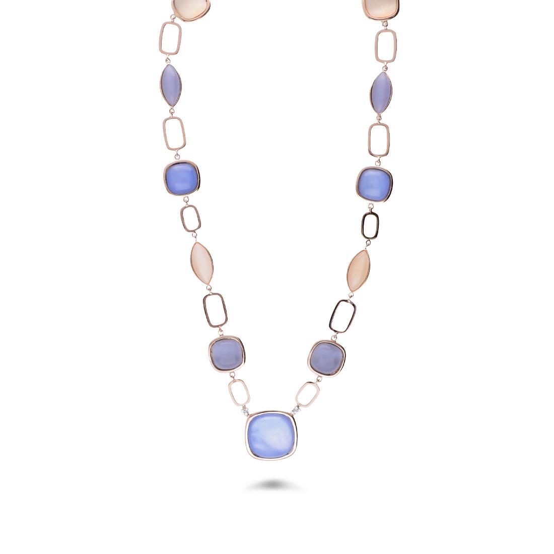 Gold necklace with quartz and diamonds ct 0.06 - STANOPPI