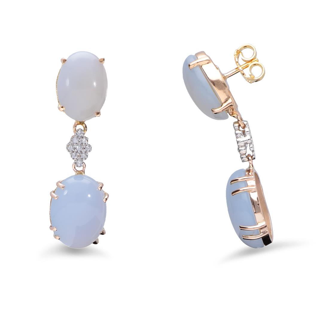 Pendientes de oro con calcedonia y diamantes ct 0.18 - STANOPPI