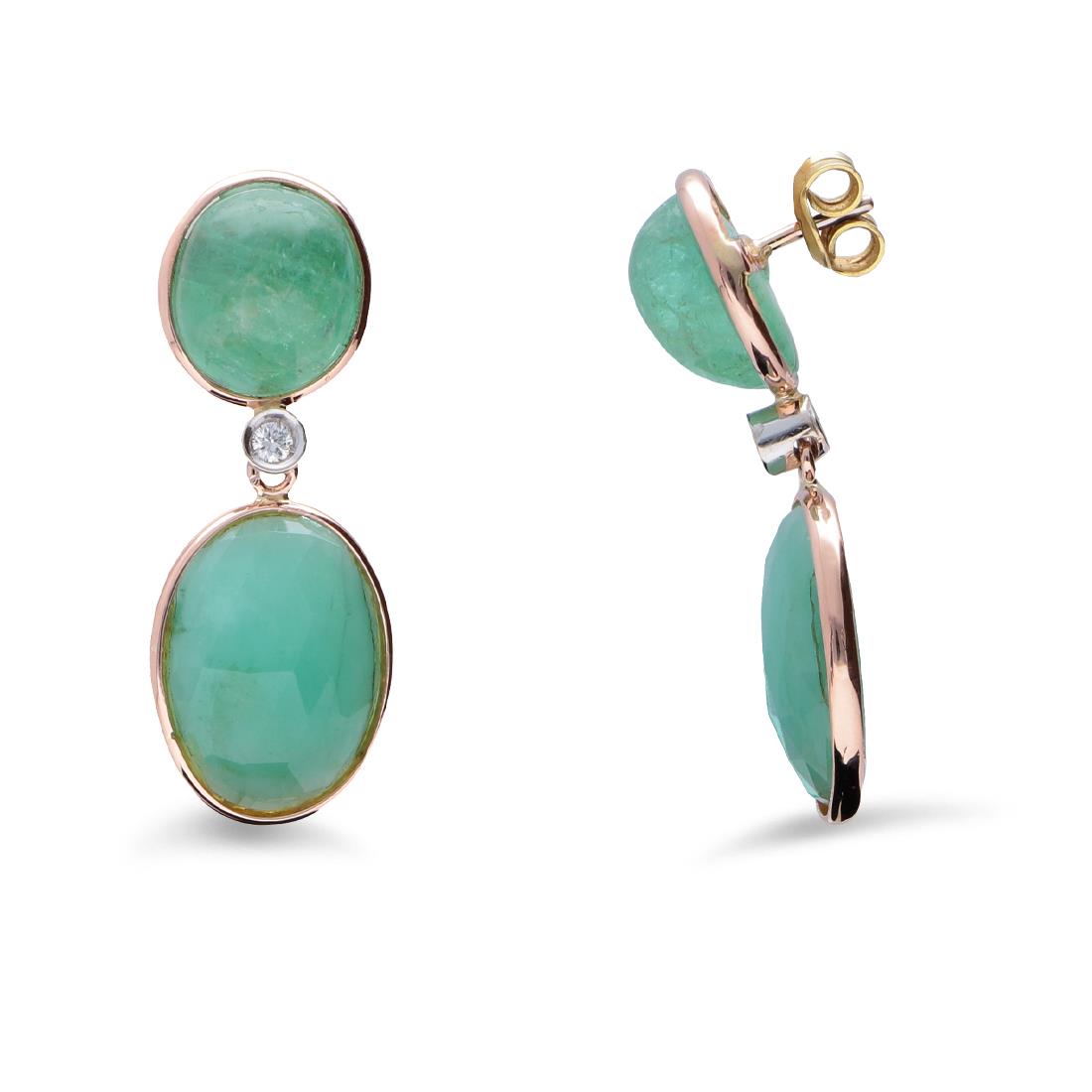 Pendientes de oro con esmeralda y diamantes ct 0.06 - STANOPPI