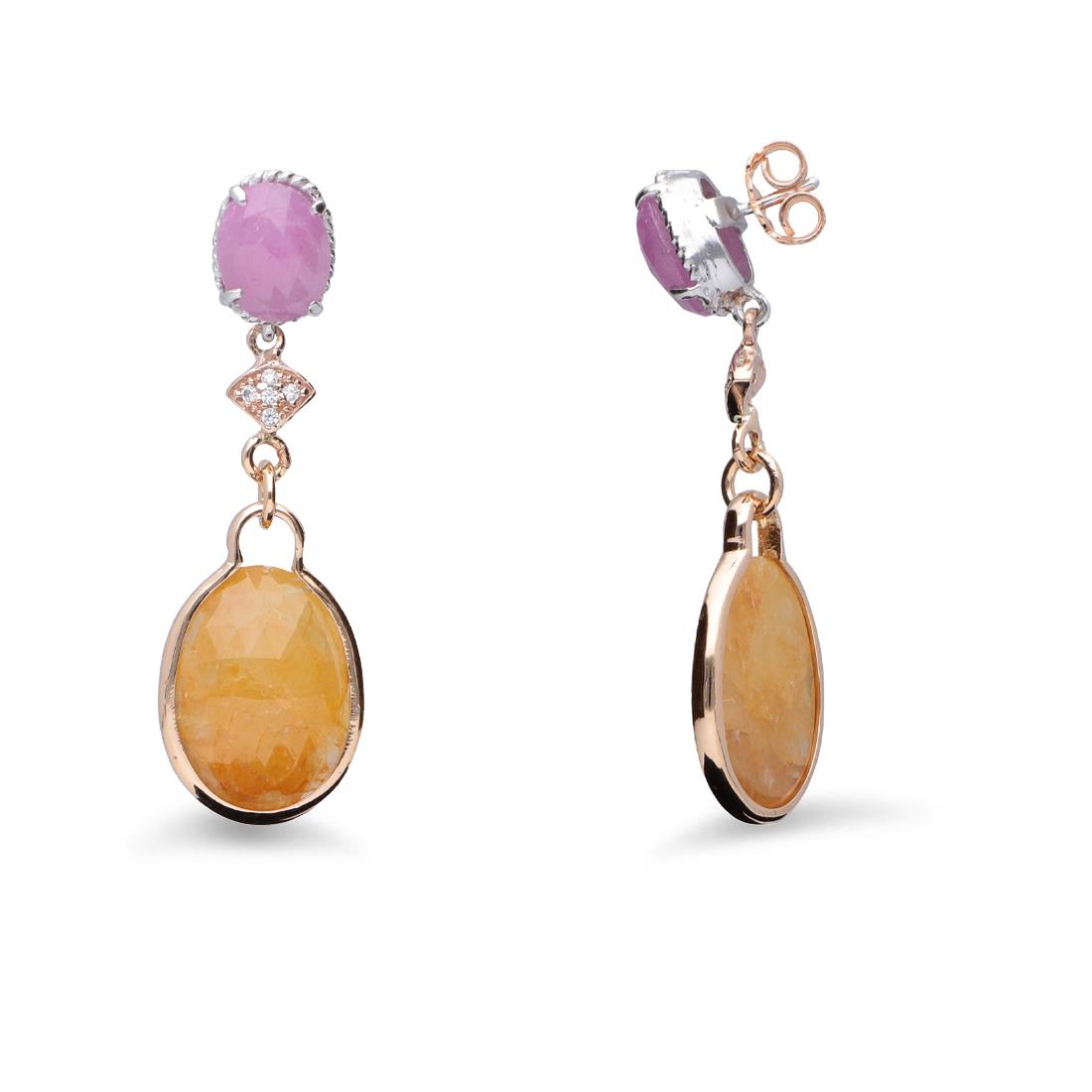 Pendientes de oro con rub&igrave;, zafiro amarillo y diamantes ct 0.06 - STANOPPI