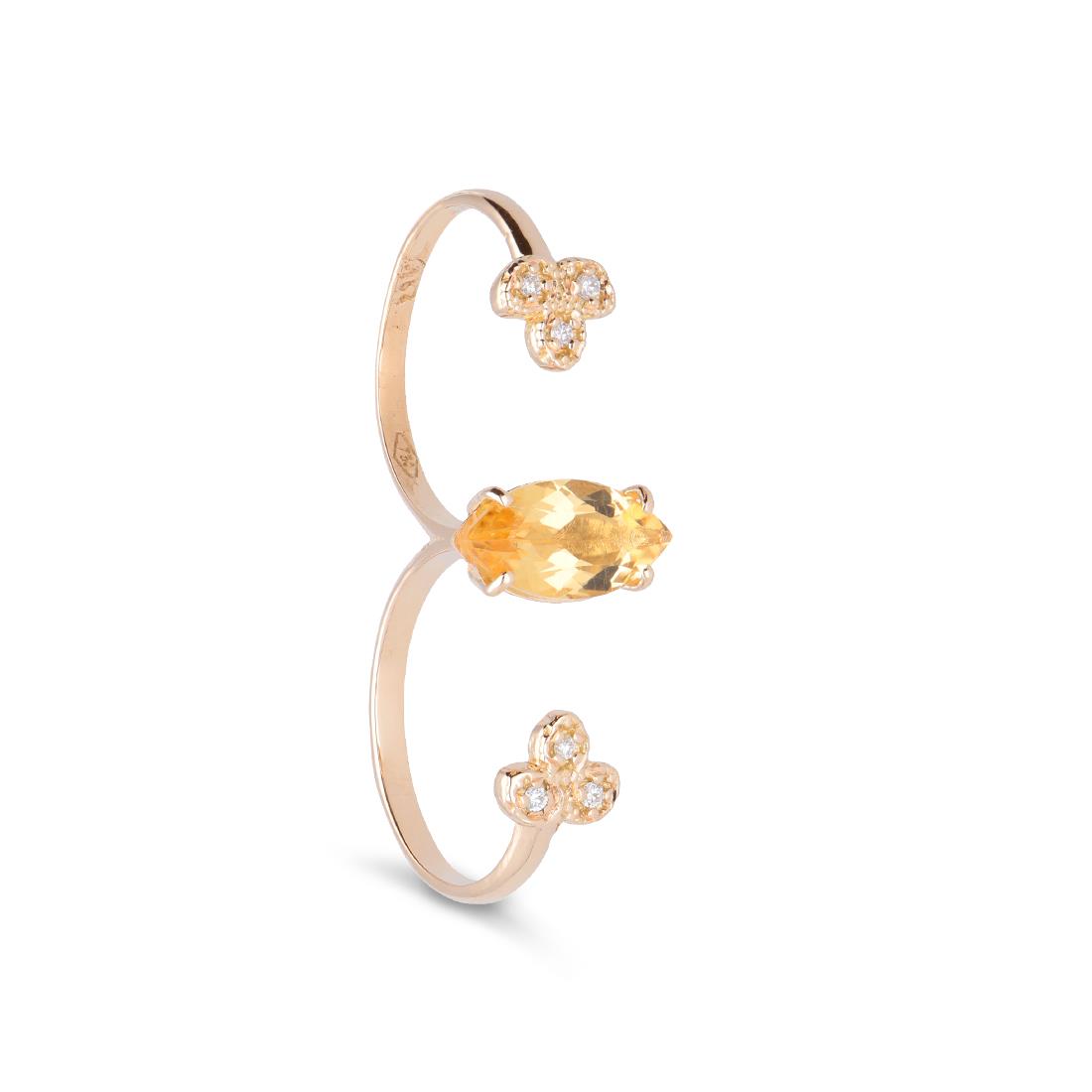 Gold ring with citrine and diamonds ct 0.06 - STANOPPI