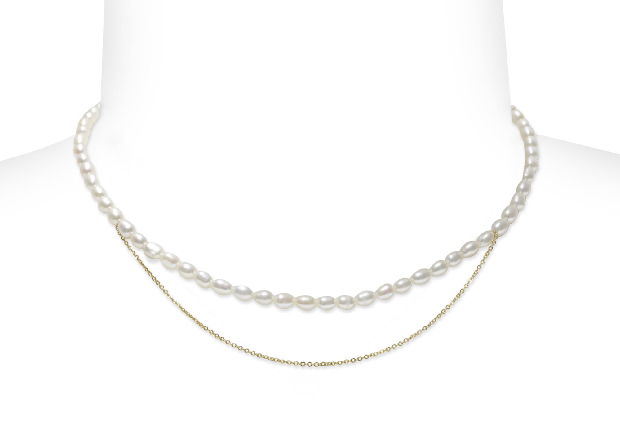 Collar de perlas de plata dorada - MAYUMI