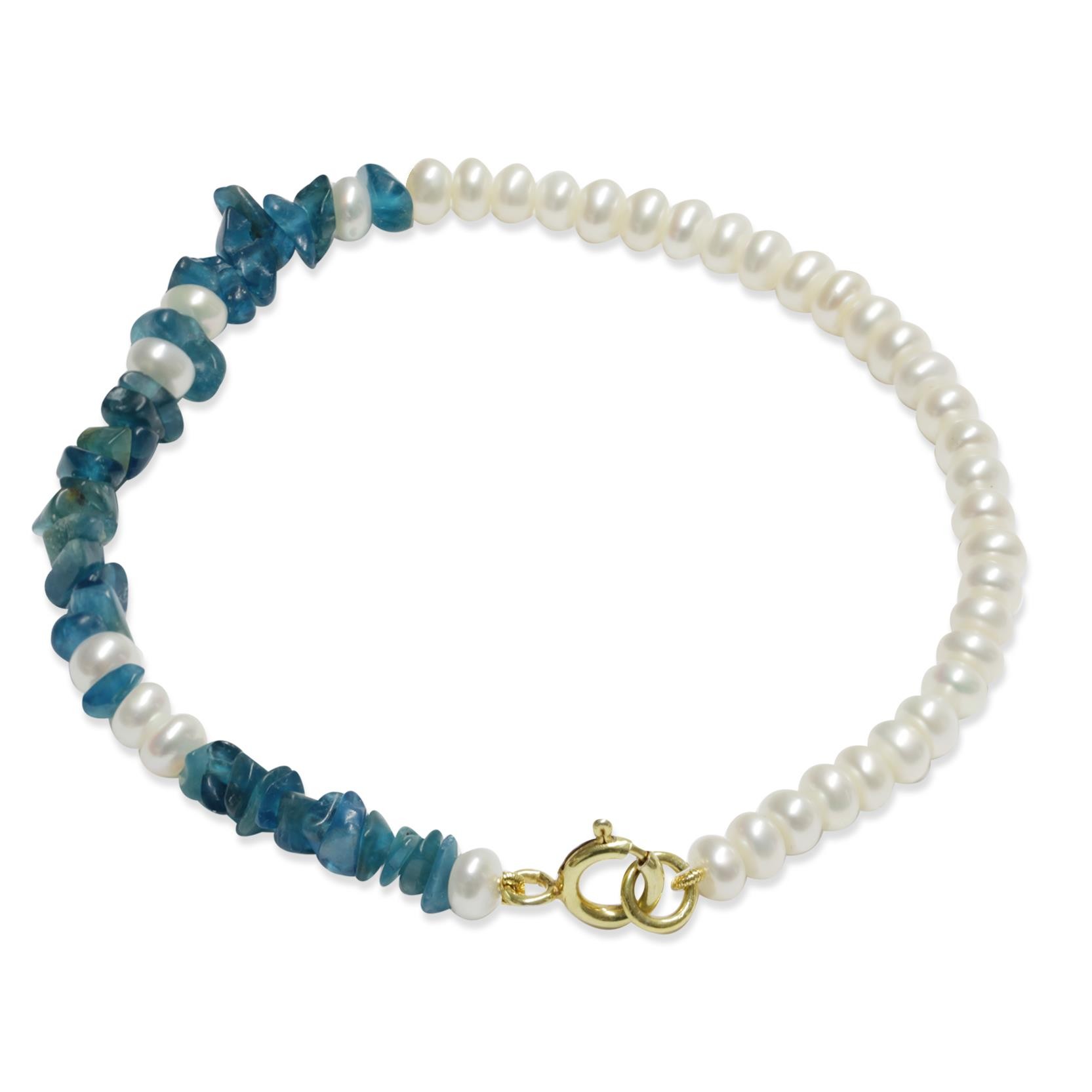 Bracciale in argento con perle e kyanite - MAYUMI