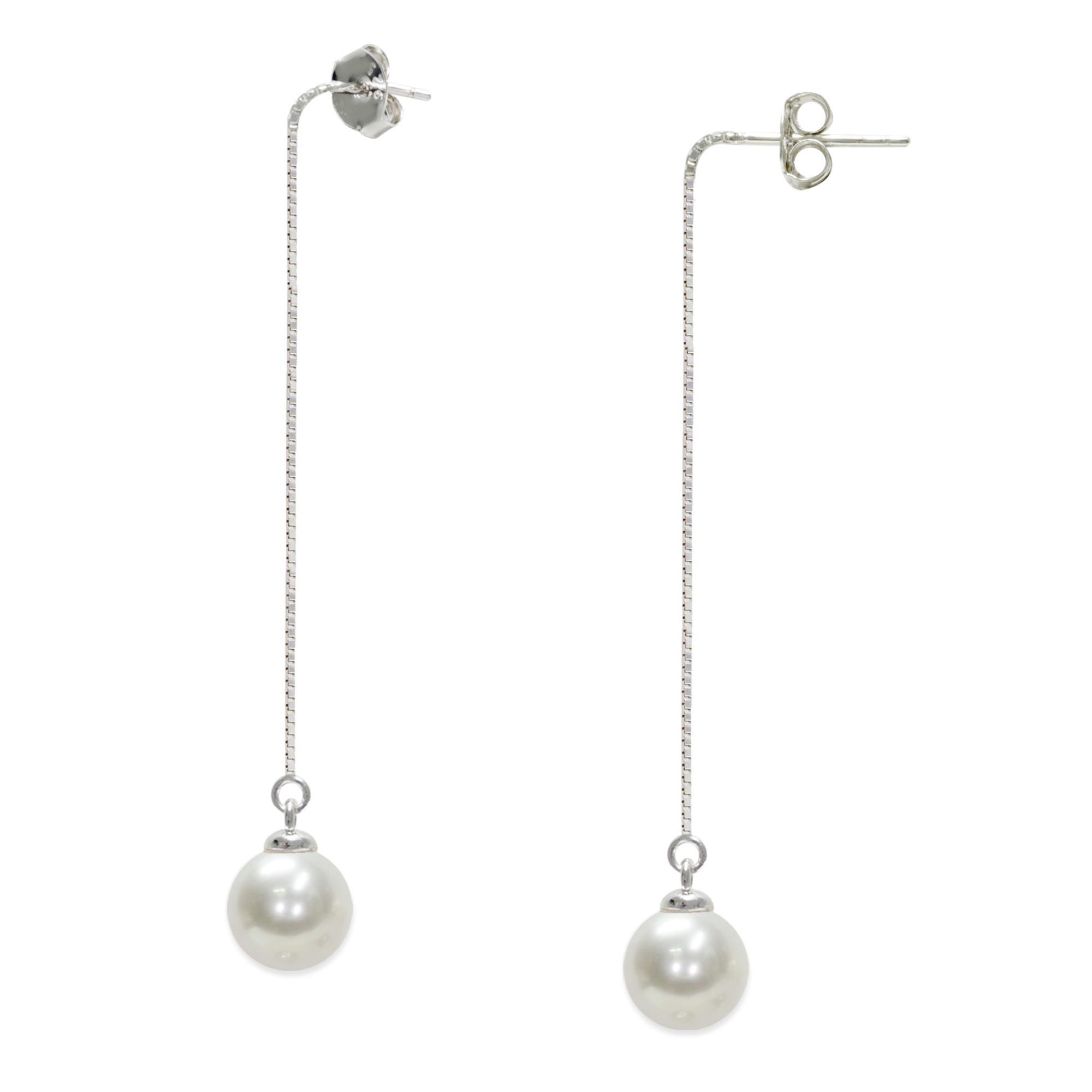 Orecchini pendenti in argento con perla - MAYUMI