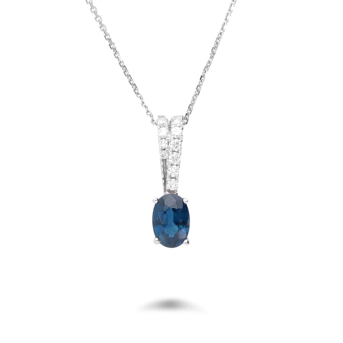 Collana con pendente con diamanti e zaffiro ct. 0,60 - ALFIERI & ST. JOHN
