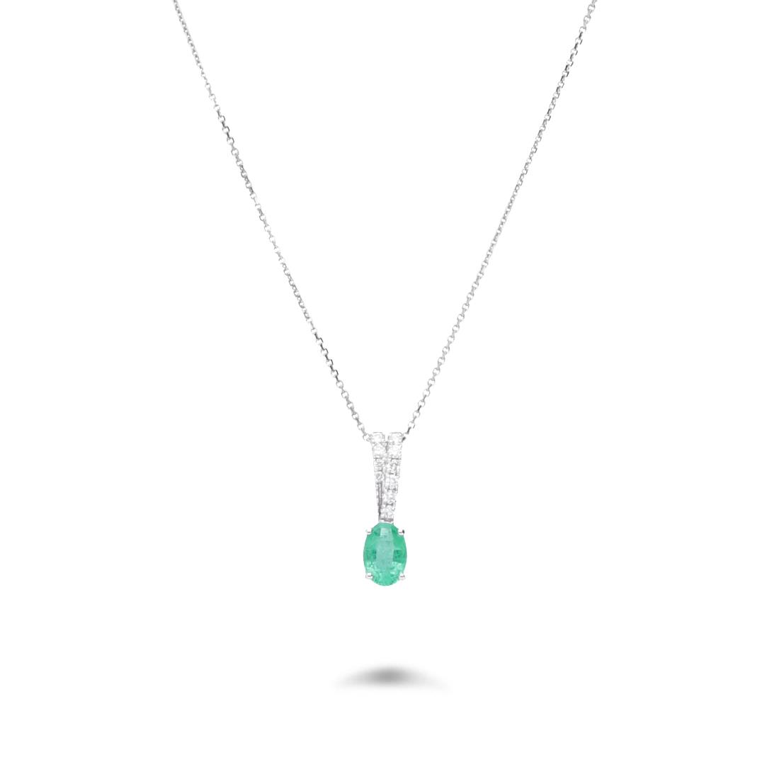 Collana con pendente con diamanti e smeraldo ct. 0,60 - ALFIERI & ST. JOHN