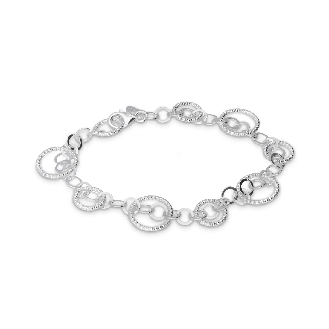 Silver bracelet with worked circles - ORO&CO 925