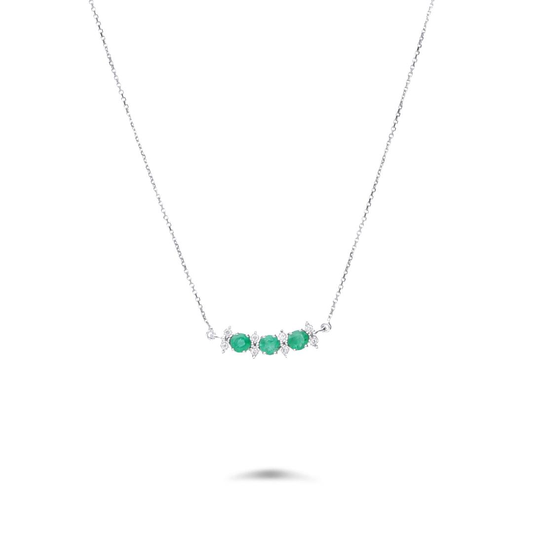 Collana con pendente con diamanti e smeraldi ct. 0,45 - LUXURY ZONE