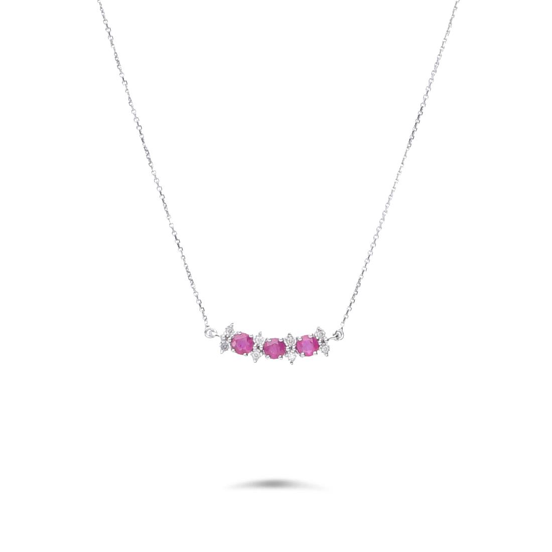 Necklace with pendant with diamonds and rubies ct. 0.45 - LUXURY ZONE